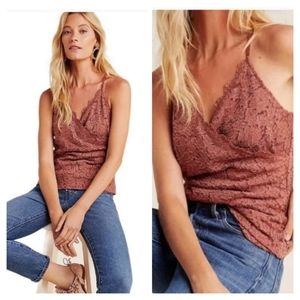 Anthropologie Eri + Ali Twyla Lace Tank Top Medium Pink Clay Terracotta